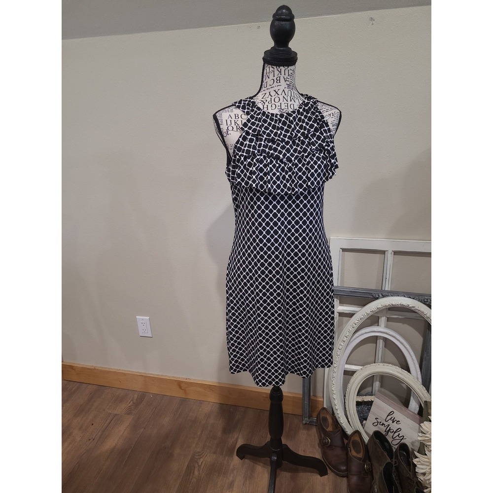 Enfocus Studio Women's SZ 4 knit dress black & white print career office work